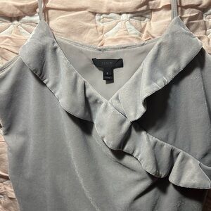 J. Crew Soft Gray Ruffle Blouse